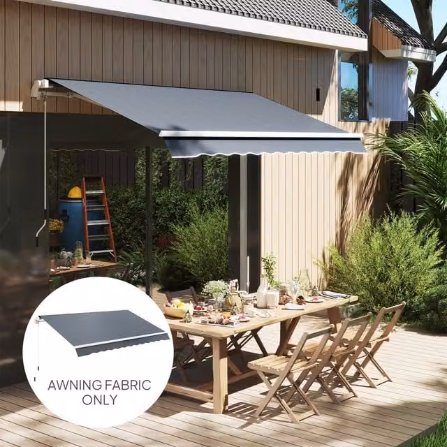 Outsunny Grey Polyester Replacement Canopy for 3 x 2.5 m Awning with UPF 50 Protection