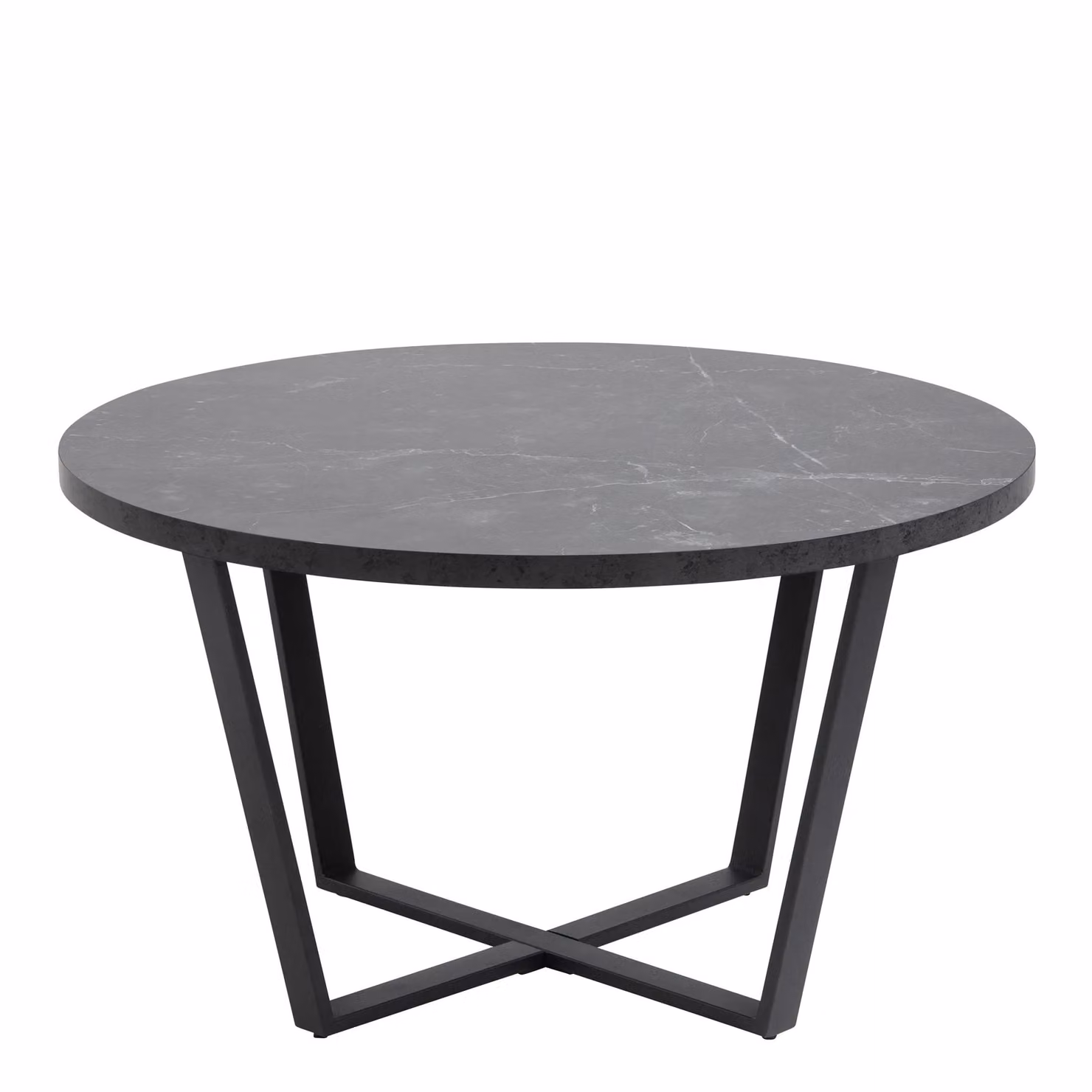 Furniture To Go Amble Round Coffee Table with Black Marble Effect Top and Black Legs – 2
