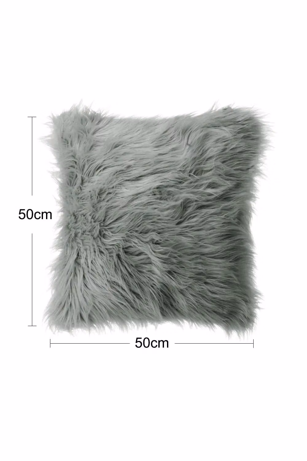 Living and Home Grey Fluffy Faux Wool Square Cushion Cover, W/D/H: 50 x 50 x 50 cm – 4