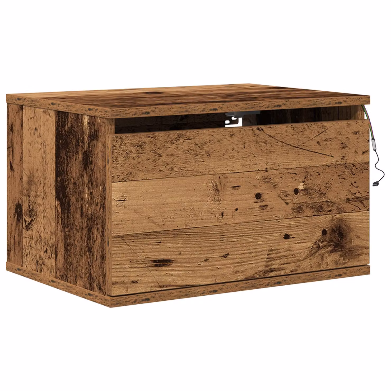 Berkfield Home Wall-Mounted Bedside Cabinet with Integrated LED Lighting in Brown Old Wood, W: 50 cm, D: 36 cm, H: 30 cm – 2