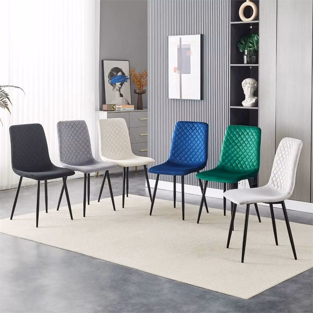SPETLEK Set of 2 Black Velvet Dining Chairs with Metal Legs – 4
