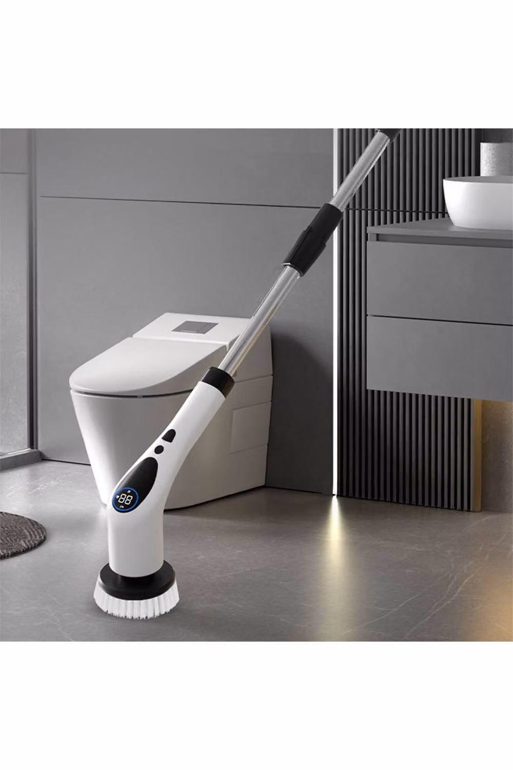 Living and Home 9 in 1 Cordless Handheld Electric Spin Scrubber with Long Handle, White – 4