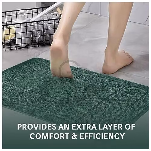 GC GAVENO CAVAILIA 2 Piece Washable Anti Slip Bathroom Mat Set in Green, W/D/H: 80 x 50 cm and 50 x 40 cm – 3
