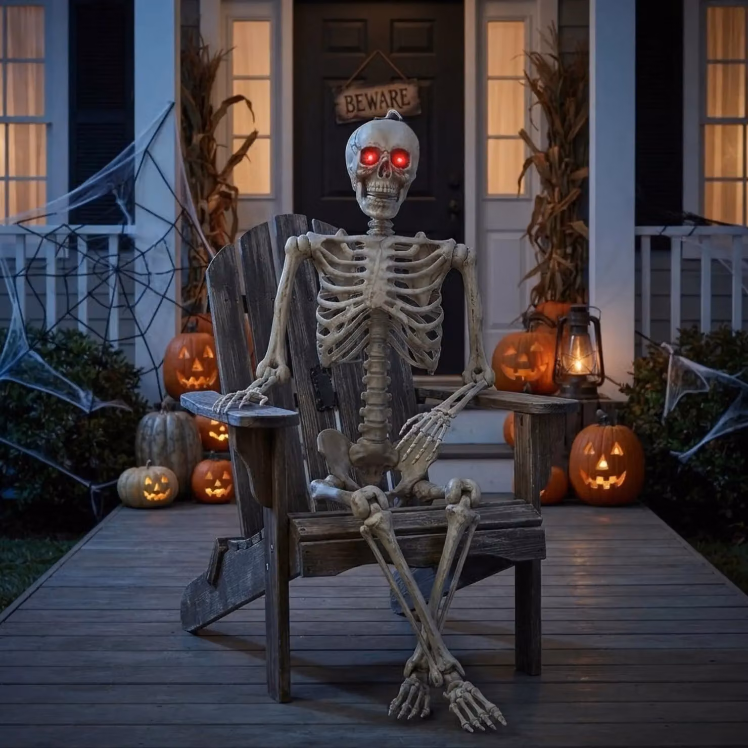 Garden Greatness Light Up Animated Halloween Skeleton in White and Multicolour – 2
