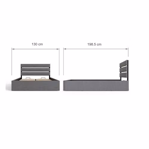 GFW Hudson Grey Ottoman Storage Bed Frame, Small Double Upholstered Fabric Bed with Gas Lift Base, H 130.0 cm x W 120 cm x D 198.5 cm – 2