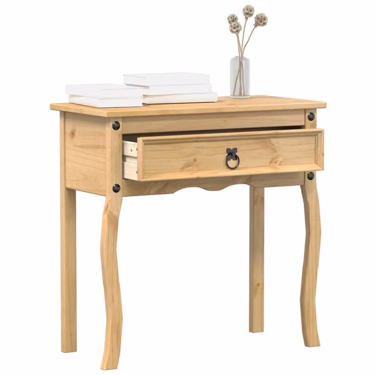 Berkfield Home Beautiful Corona Console Table in Light Tan Solid Pine W/D/H: 73 x 35 x 73 cm