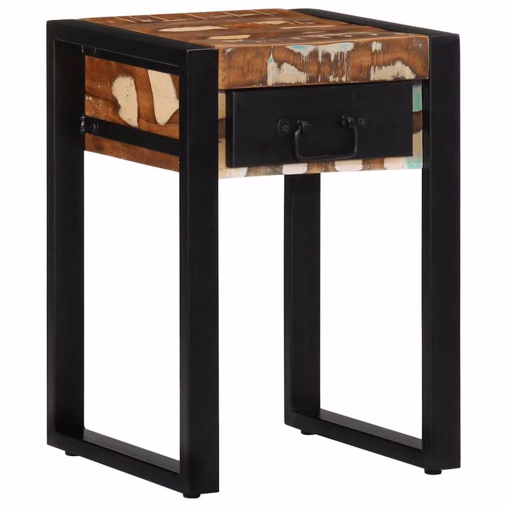 Berkfield Home Multicolour Reclaimed Solid Wood Side Table W/D/H: 35 x 35 x 50 cm – 2
