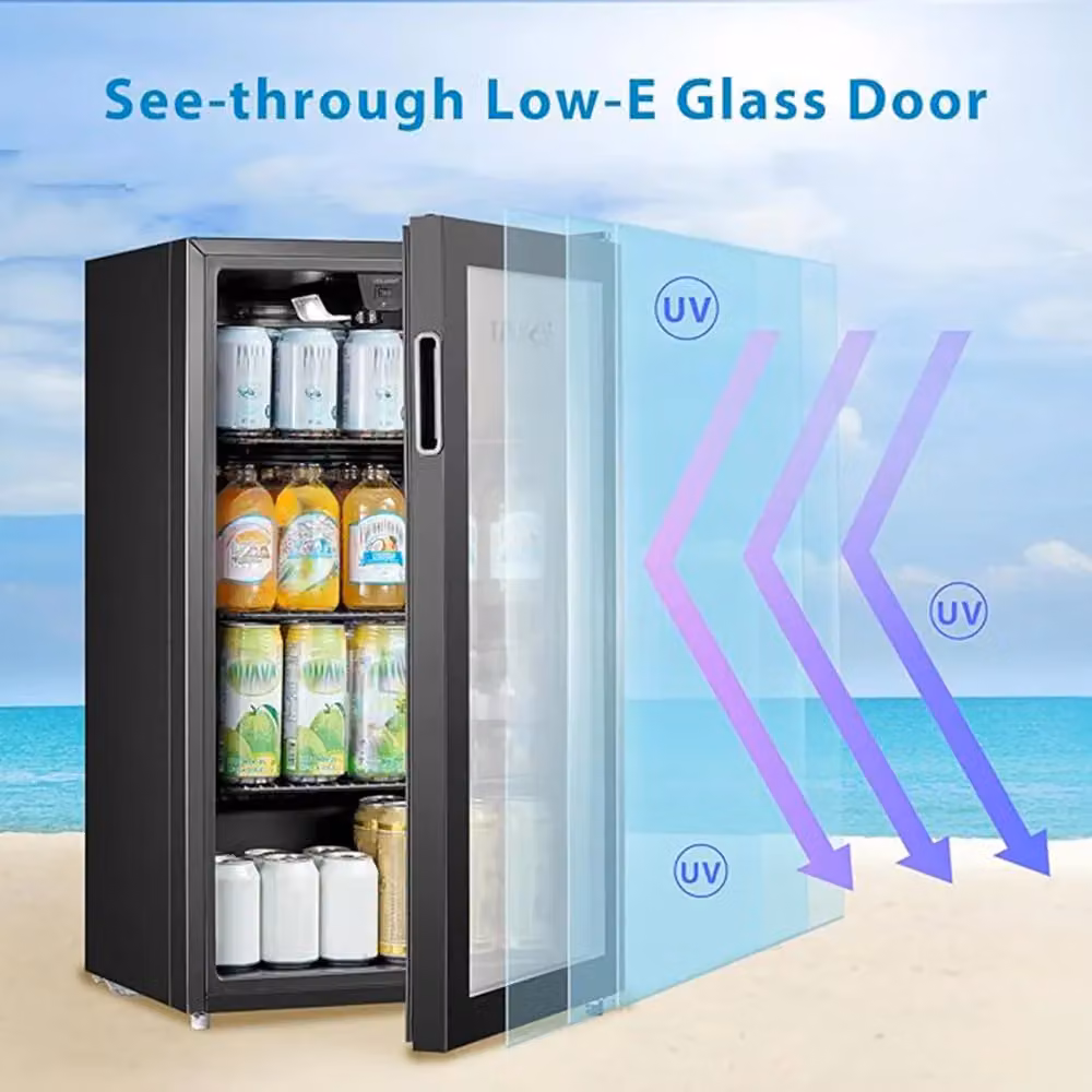 Living and Home 93L Under Counter Beer Fridge in Black with Low-E Glass Door and LED Interior Light – 7
