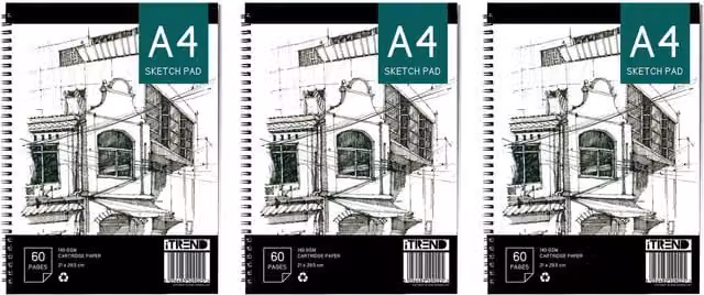 iTrend A4 Artist Sketch Pad, 100 Pages, 135gsm, White