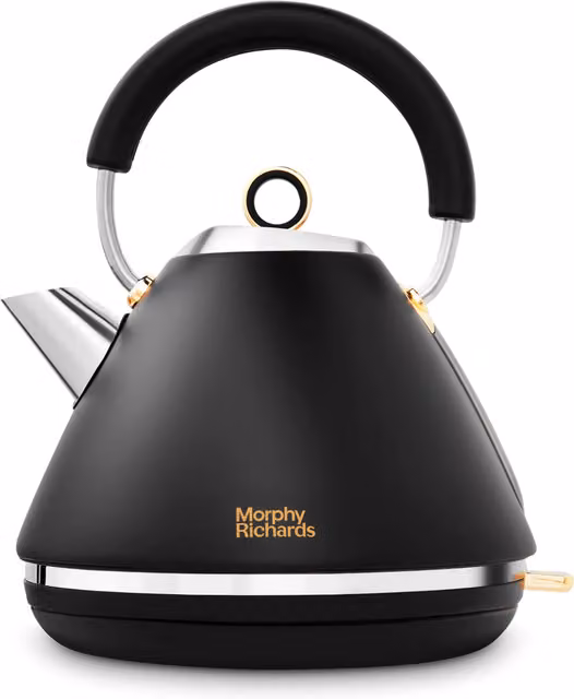 Morphy Richards Accents Pyramid Kettle in Black and Gold with Limescale Filter