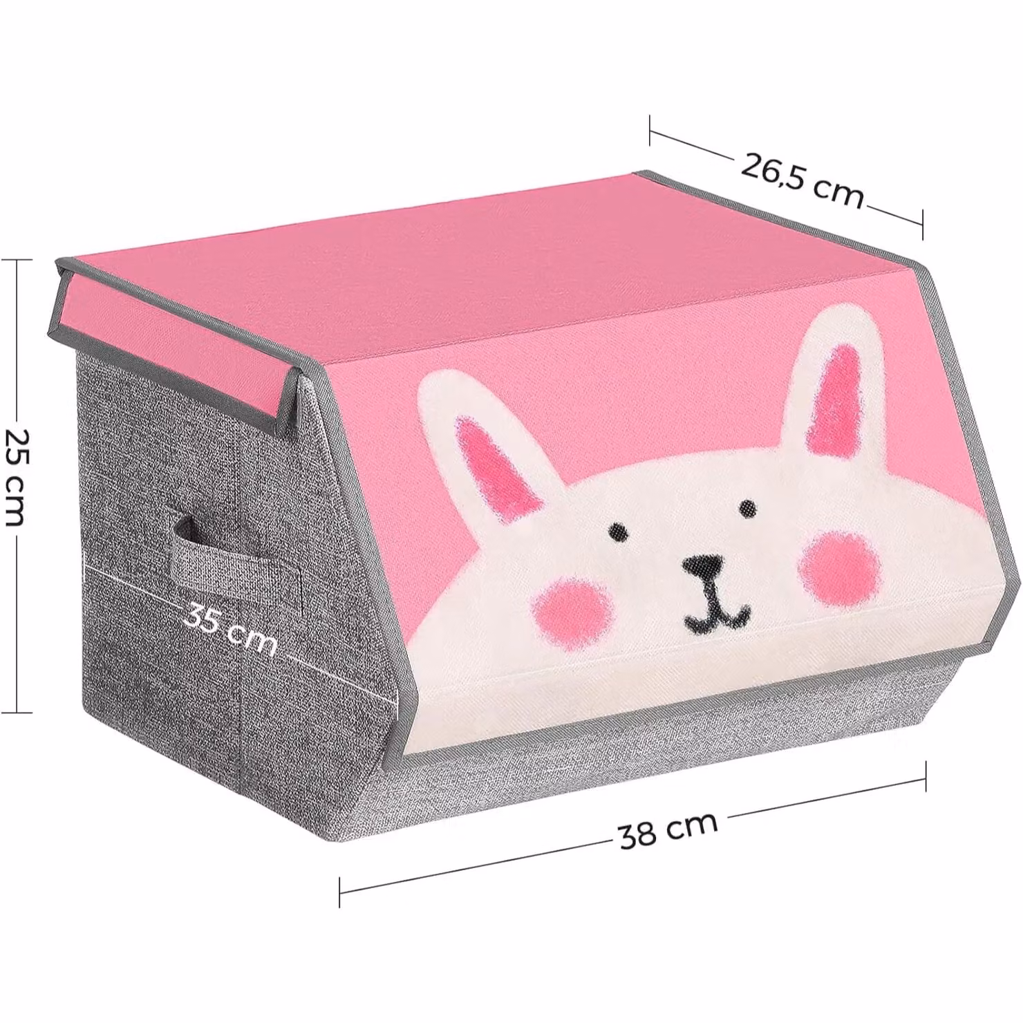 SONGMICS Set of 3 Stackable and Foldable Kids Toy Storage Boxes with Lids and Handles, Beige – 2