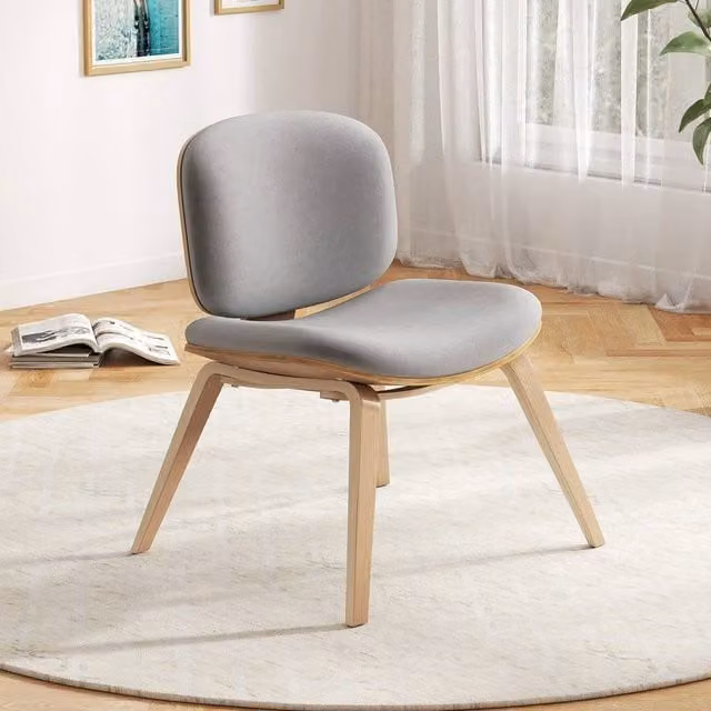 FORGEVIO Modern Accent Chair with Padded Fabric Seat in Grey