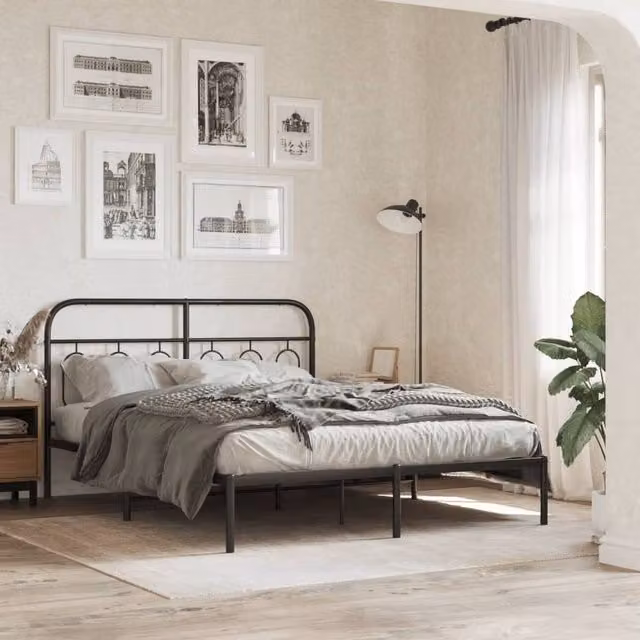 Berkfield Home Industrial Matt Black Metal Headboard, Width: 150 cm – 1