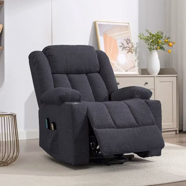 Artemis Home Lovell Electric Lift Assist Riser Recliner with Massage and Heat in Dark Grey Bouclé Fabric – 1