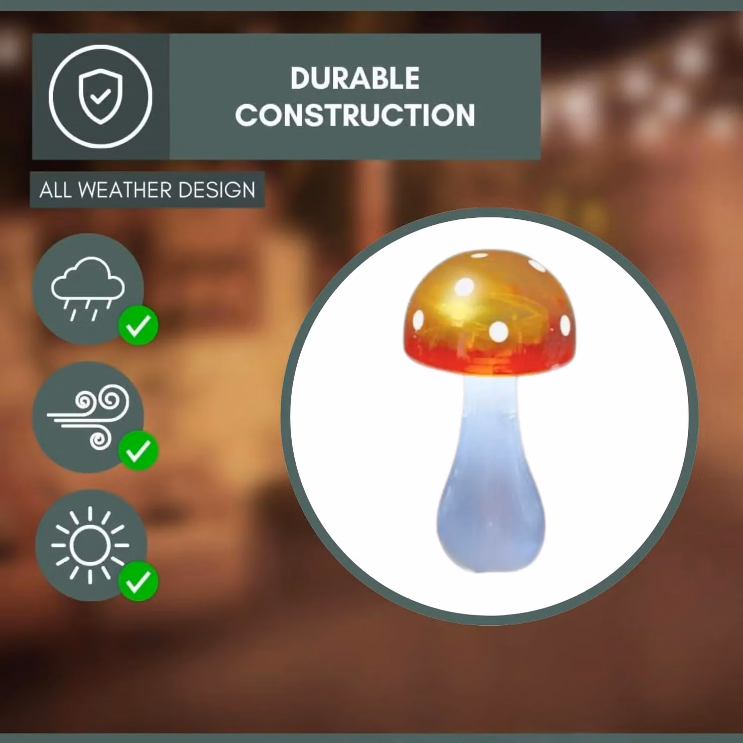 Marco Paul Solar Mushroom Garden Ornament, Yellow, Height: 28 cm – 3
