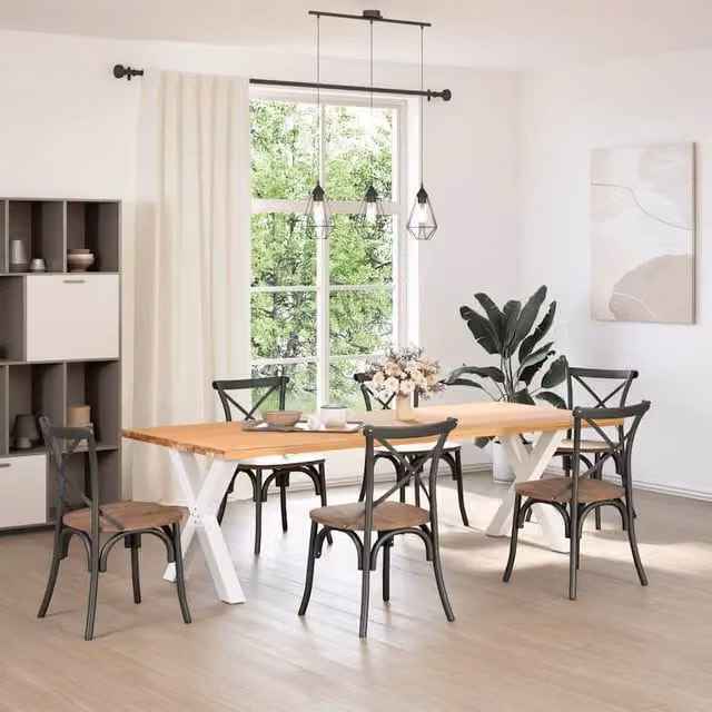 Berkfield Home X-Shaped Dining Table Legs, 2 Piece Steel Set, White, W: 80 cm, H: 72-73 cm