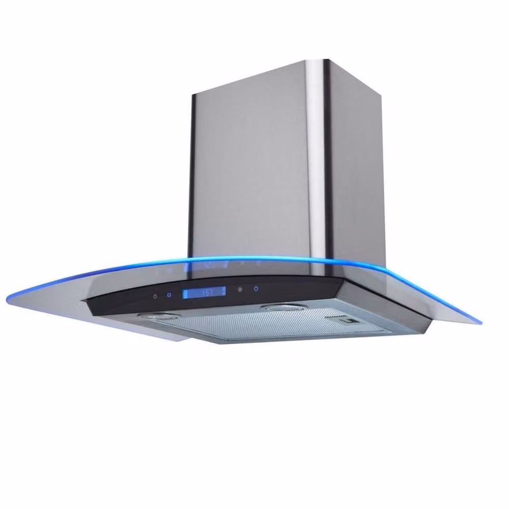SIA Silver Curved Wall Mounted Cooker Hood with Touch Control LED and Activated Carbon Filter, Width: 60 cm – 2