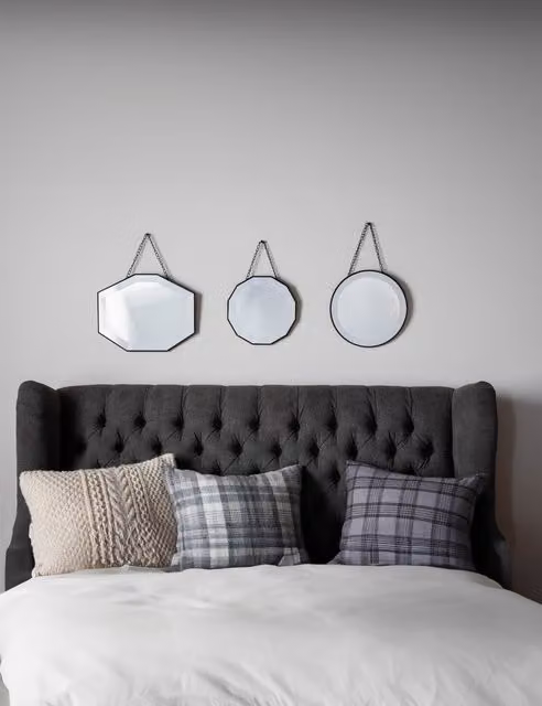 Gallery Direct Set of 3 Haines Vintage Hanging Wall Mirrors in Silver