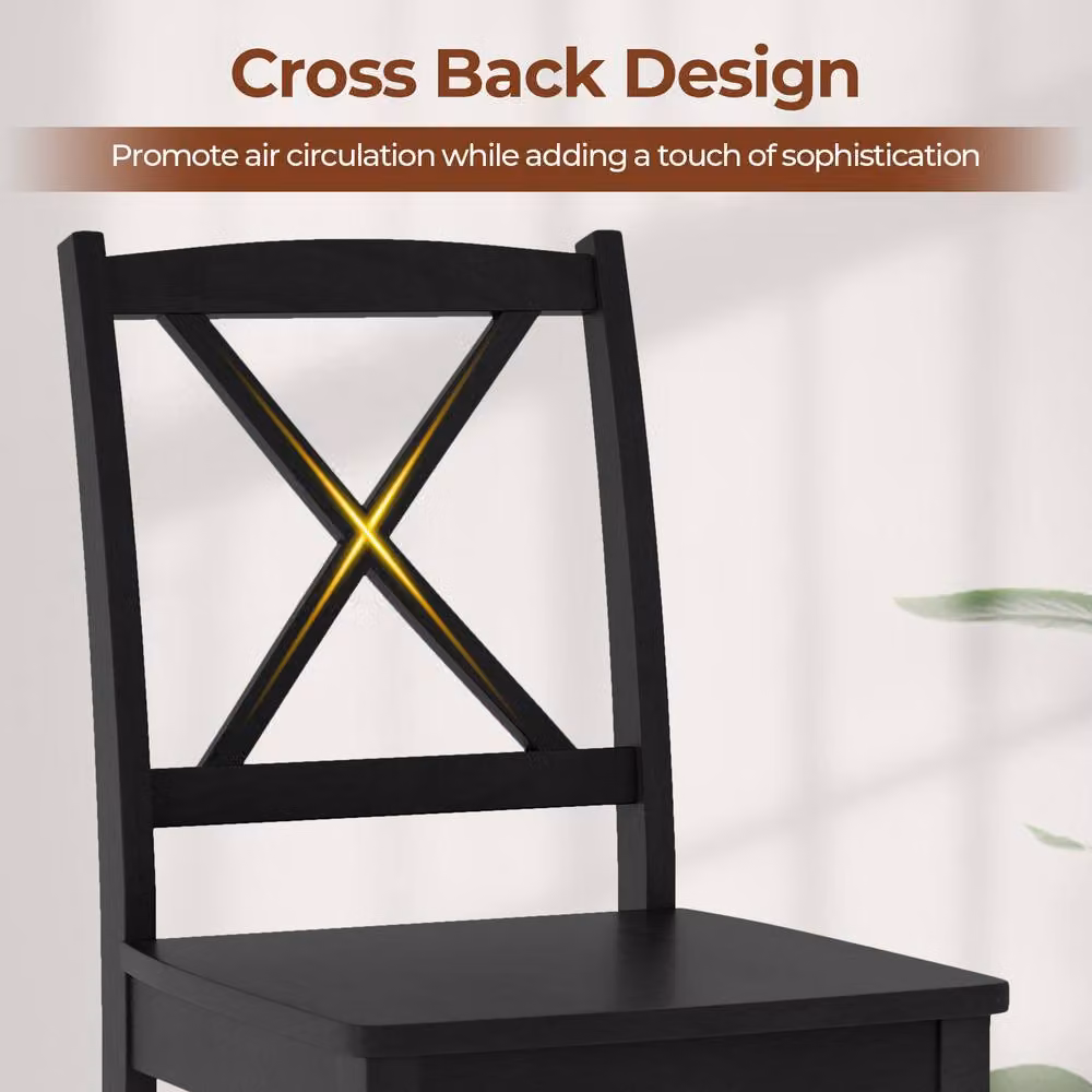 Costway Set of 2 Black Rubberwood Cross Back Armless Dining Chairs – 6