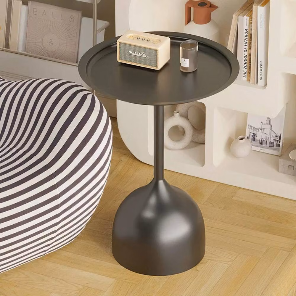 KORVIXA Modern Round Black Metal Coffee Table – 3