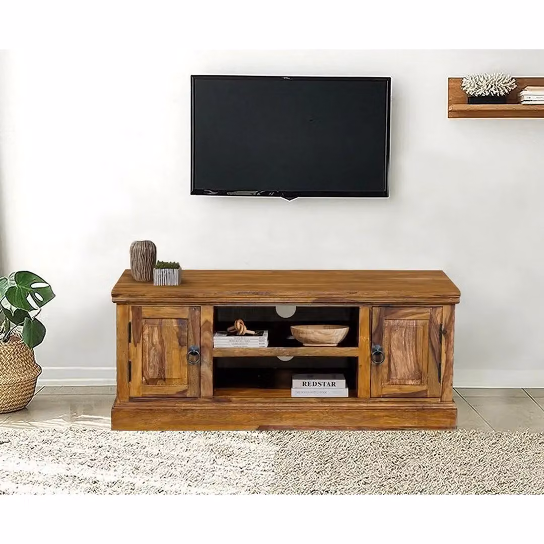 Jaipur Furniture Ltd Ganga Medium Plazma TV Cabinet in Brown Sheesham Wood, W125 x D45 x H45 cm – 4