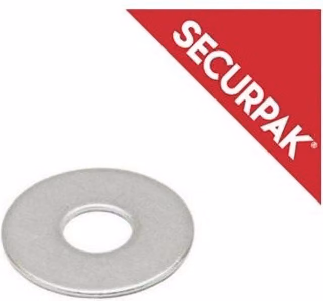 Securpak M10 Galvanised Silver Flat Penny Washers, Pack of 18