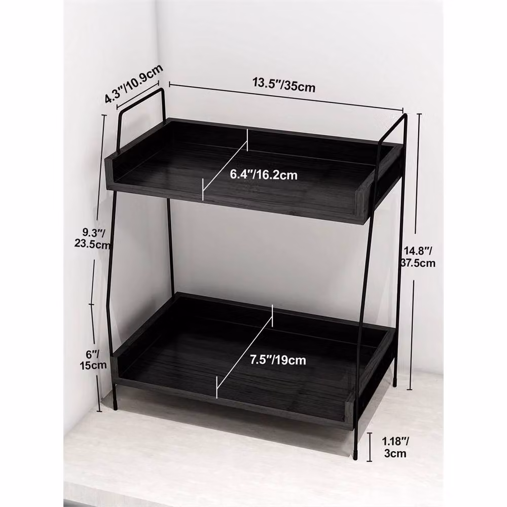 Nordara Black Kitchen Counter Coffee and Condiment Storage Organiser Shelf W/D/H: 37.5 x 19.1 x 35.0 cm – 2