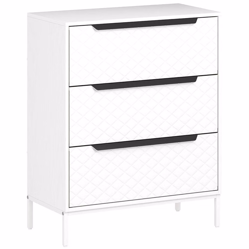 STILVORA Modern White Chest of Drawers with 3 Fabric Drawers – 2