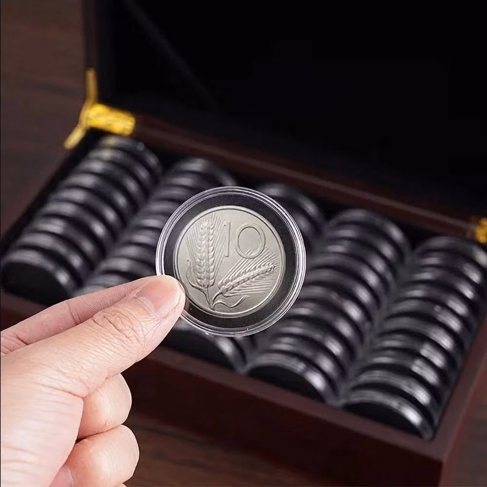 NESTLUNE 50pcs 46mm Coin Capsule Storage Box in Brown – 3