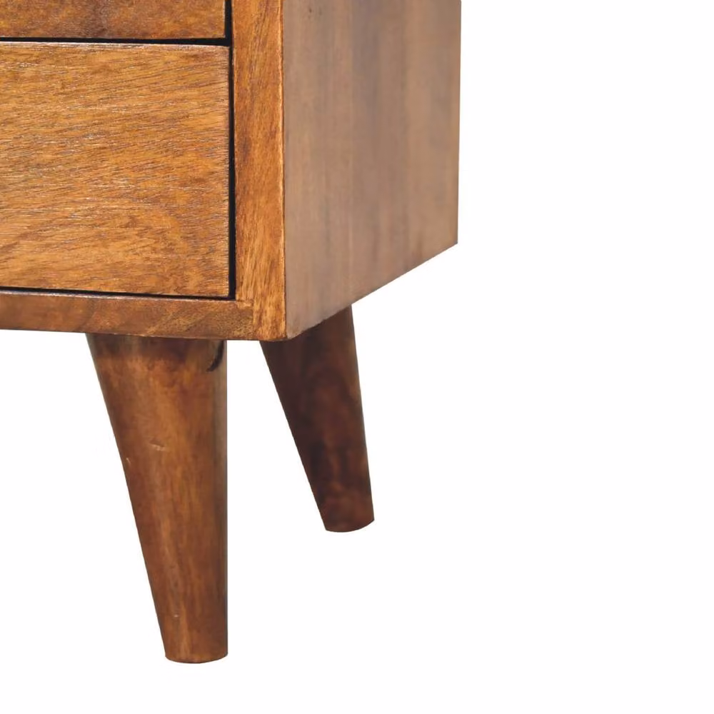 Wyld Haus Olbia Mini Classic Chestnut Mango Wood Bedside Table with 2 Drawers in Brown – 6