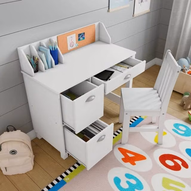Hygrad Modern White Lacquered Kids Study Desk