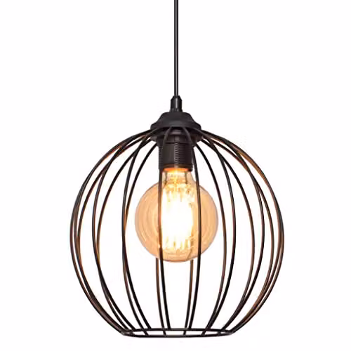Netlighting Helam Mercure Wire Frame Pendant Ceiling Light in Black, Diameter: 24 cm