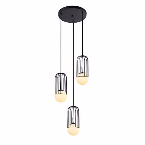 Netlighting Modern 3-Light Suspended Pendant Light in Black and White with E27 Shades
