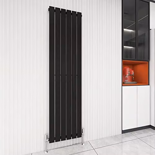 MCC Direct Designer Flat Panel Double Radiator, Black, H: 1800 mm, W: 40.8 cm, D: 6.2 cm