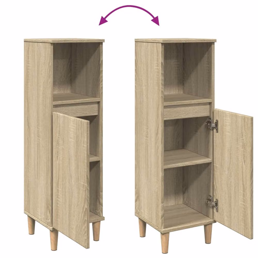 Berkfield Home Sonoma Oak Bathroom Cabinet in Brown, W/D/H: 30 x 30 x 100 cm – 4