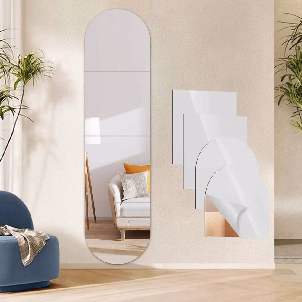 PAWNORA Silver Self-Adhesive Square Mirror Wall Tiles, 4 Pieces, W/H: 30 x 30 cm – 1