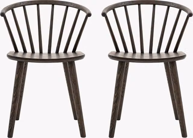 Perch & Parrow Set of 2 Scandinavian Oak Dining Chairs in Brown