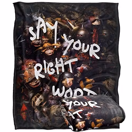 LOGOVISION Jim Henson Labyrinth Say Your Right Words Super Soft Fleece Throw Blanket in White, W/D/H: 152 x 127 cm – 1