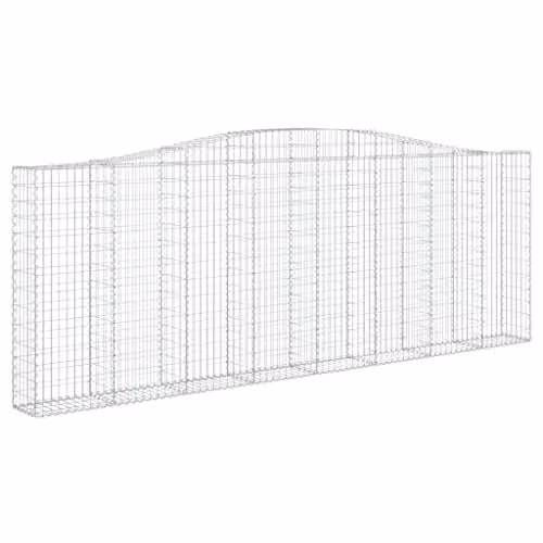 vidaXL Set of 4 Arched Gabion Baskets in Silver Galvanised Steel, W: 400 cm, D: 30 cm, H: 140-160 cm