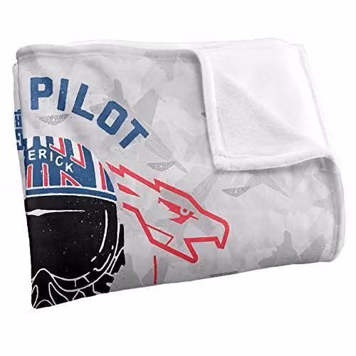 LOGOVISION Top Gun: Maverick Test Pilot Super Soft Fleece Throw Blanket, White, W/D/H: 152 x 127 cm – 2
