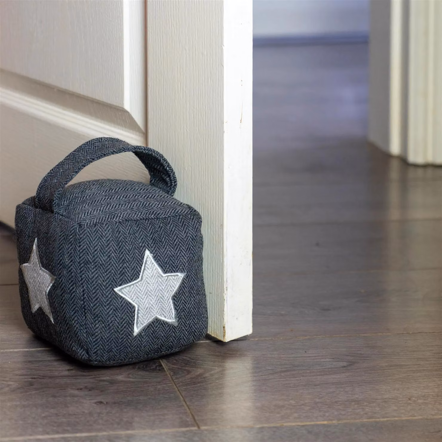 Nicola Spring Star Geometric Fabric Door Stop in Grey, Pack of 2 – 10