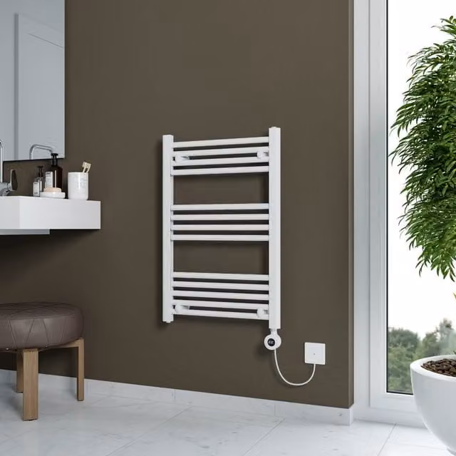 Grace Electric Designer Towel Radiator in White with WiFi and App Control, W/D/H: 50 x 50 x 50 cm