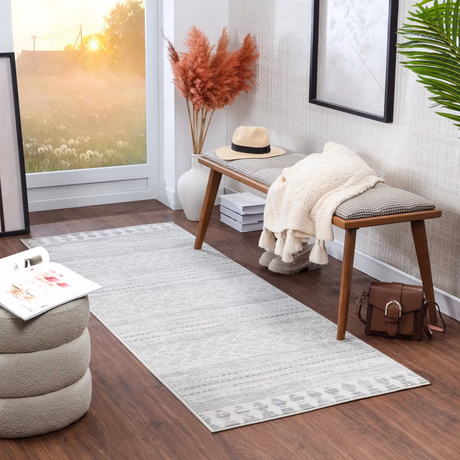Livabliss Oslo Geometric Modern Rectangular Rug in White and Grey, W/D/H: 80 x 150 x 0.8 cm – 9
