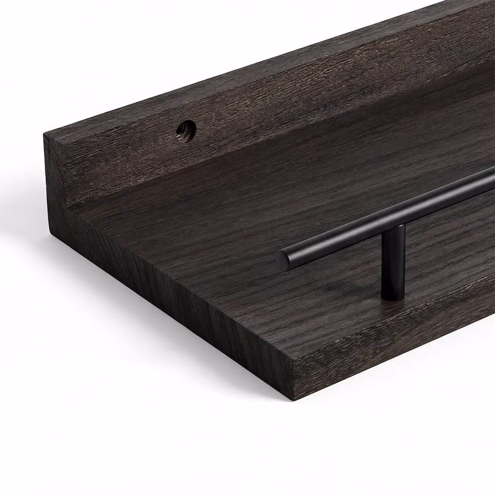 Levede Set of 3 Black Matt Wooden Floating Wall Mounted Shelves – 5
