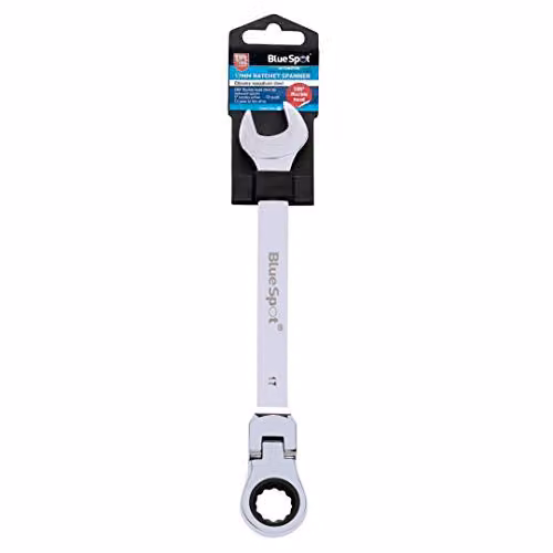 Bluespot Tools 17mm Silver Chrome Vanadium Flexible Head Ratchet Spanner
