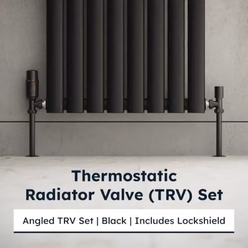 UK Radiators Talus Bold Angled Thermostatic Radiator Valve 1/2" x 15mm in Matt Black – 2