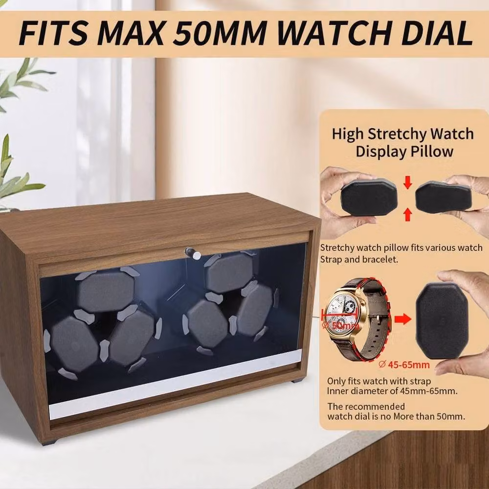 KORVIXA 6 Slot Automatic Mechanical Watch Box with Mute Motor in Brown – 4