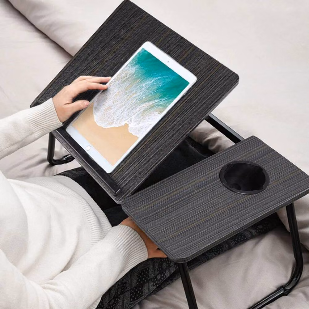 Kelvenix Black Folding Laptop Table with Tilting and Height-Adjustable Top – 4