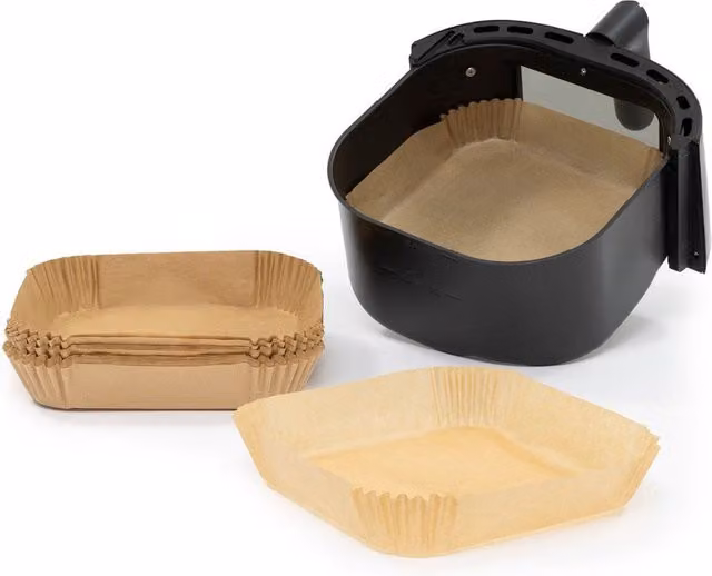 Livivo Disposable Non-Stick Rectangular Air Fryer Liners in Beige, 100 Pieces – 1