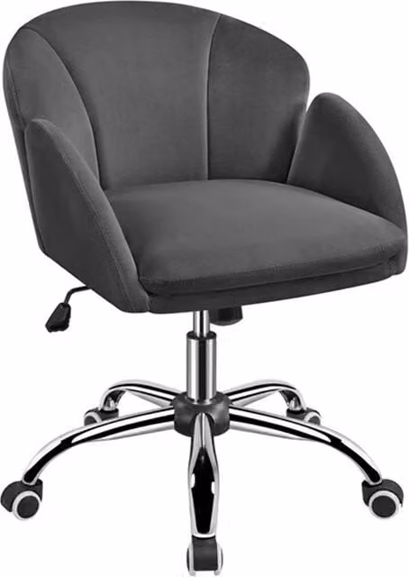 Havendro Modern Velvet Swivel Task Chair in Grey for Home Office or Bedroom, H 81.5 x W 44.0 x D 61.0 cm